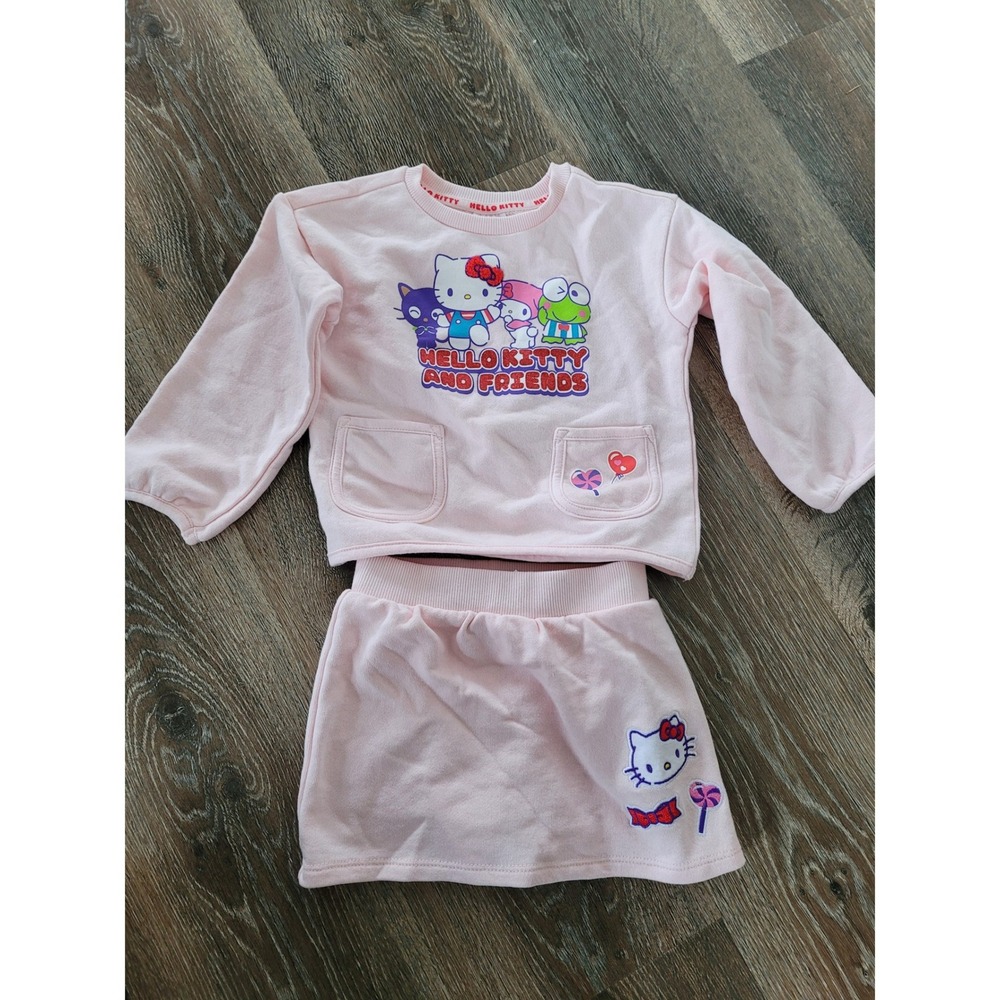 Hello Kitty And Friends Pink Sweatshirt Skirt‎ Set Toddler Girl 2T-3T Sanrio #R